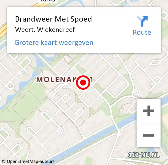 Locatie op kaart van de 112 melding: Brandweer Met Spoed Naar Weert, Wiekendreef op 9 maart 2022 08:39