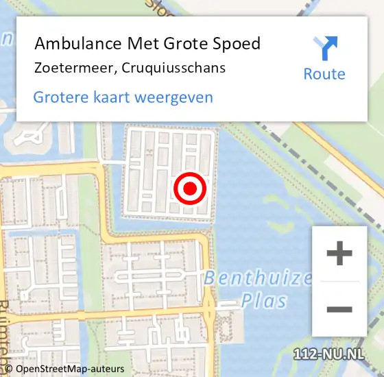 Locatie op kaart van de 112 melding: Ambulance Met Grote Spoed Naar Zoetermeer, Cruquiusschans op 9 maart 2022 08:53