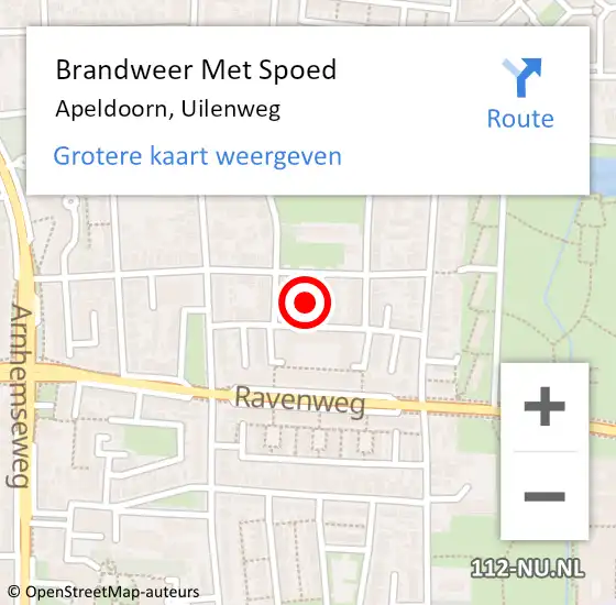 Locatie op kaart van de 112 melding: Brandweer Met Spoed Naar Apeldoorn, Uilenweg op 9 maart 2022 08:57