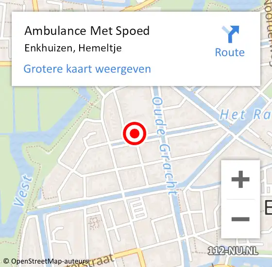 Locatie op kaart van de 112 melding: Ambulance Met Spoed Naar Enkhuizen, Hemeltje op 9 maart 2022 09:09