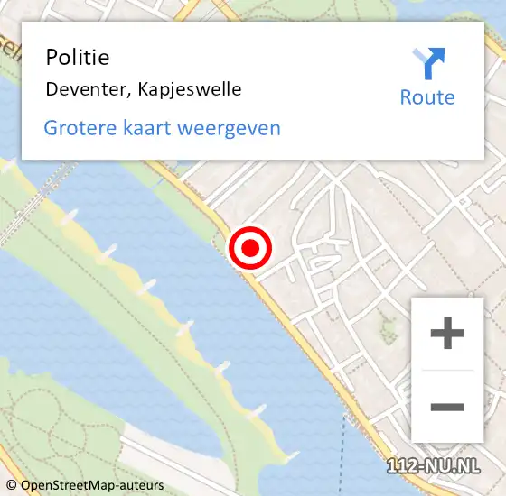 Locatie op kaart van de 112 melding: Politie Deventer, Kapjeswelle op 9 maart 2022 09:24