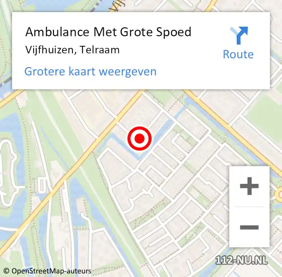 Locatie op kaart van de 112 melding: Ambulance Met Grote Spoed Naar Vijfhuizen, Telraam op 9 maart 2022 09:37