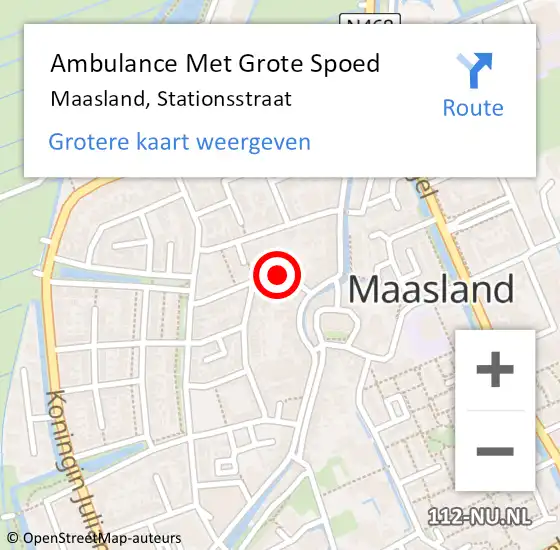 Locatie op kaart van de 112 melding: Ambulance Met Grote Spoed Naar Maasland, Stationsstraat op 9 maart 2022 10:03