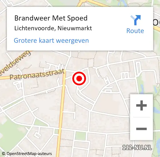 Locatie op kaart van de 112 melding: Brandweer Met Spoed Naar Lichtenvoorde, Nieuwmarkt op 9 maart 2022 10:05