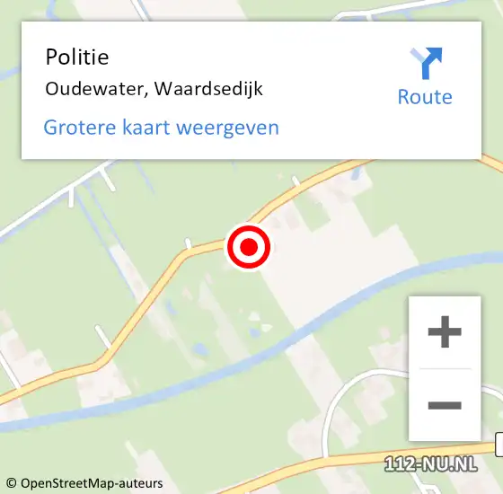 Locatie op kaart van de 112 melding: Politie Oudewater, Waardsedijk op 9 maart 2022 10:14