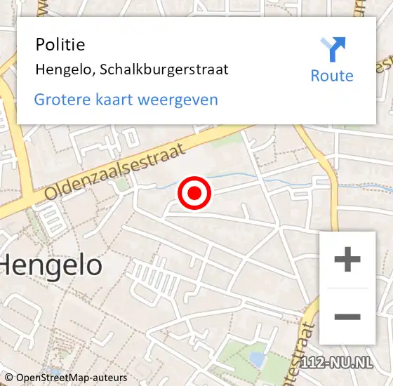 Locatie op kaart van de 112 melding: Politie Hengelo, Schalkburgerstraat op 9 maart 2022 10:32