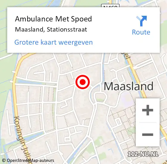 Locatie op kaart van de 112 melding: Ambulance Met Spoed Naar Maasland, Stationsstraat op 9 maart 2022 10:45