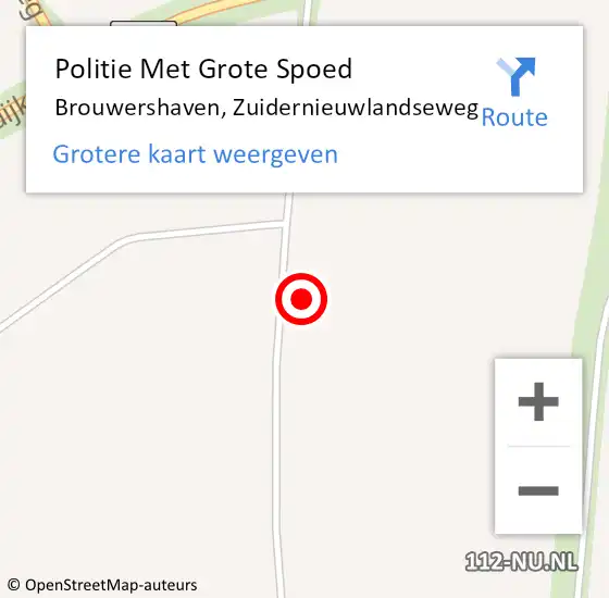 Locatie op kaart van de 112 melding: Politie Met Grote Spoed Naar Brouwershaven, Zuidernieuwlandseweg op 9 maart 2022 10:47