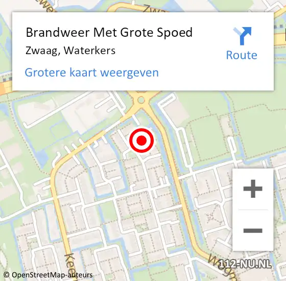 Locatie op kaart van de 112 melding: Brandweer Met Grote Spoed Naar Zwaag, Waterkers op 9 maart 2022 10:54