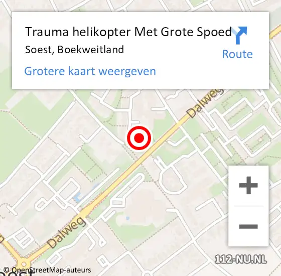 Locatie op kaart van de 112 melding: Trauma helikopter Met Grote Spoed Naar Soest, Boekweitland op 9 maart 2022 10:55