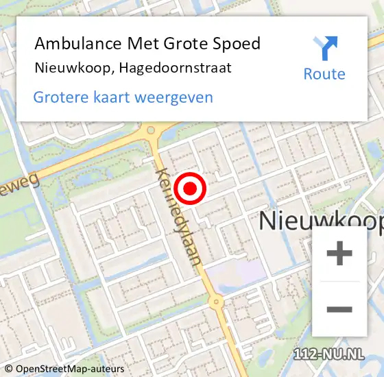 Locatie op kaart van de 112 melding: Ambulance Met Grote Spoed Naar Nieuwkoop, Hagedoornstraat op 9 maart 2022 10:58