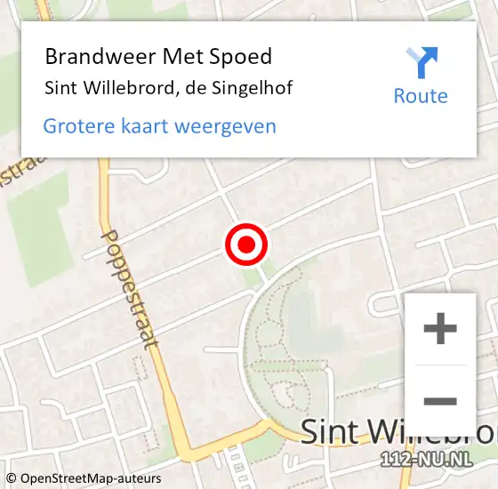 Locatie op kaart van de 112 melding: Brandweer Met Spoed Naar Sint Willebrord, de Singelhof op 9 maart 2022 11:38