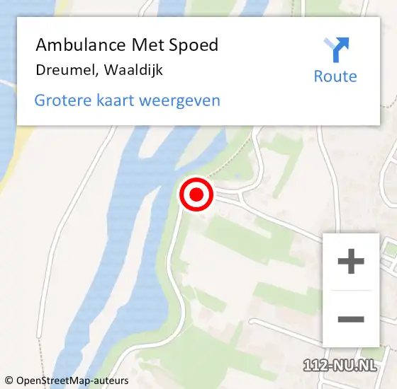Locatie op kaart van de 112 melding: Ambulance Met Spoed Naar Dreumel, Waaldijk op 9 maart 2022 11:48