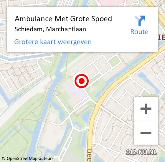 Locatie op kaart van de 112 melding: Ambulance Met Grote Spoed Naar Schiedam, Marchantlaan op 9 maart 2022 12:04