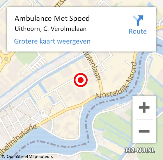 Locatie op kaart van de 112 melding: Ambulance Met Spoed Naar Uithoorn, C. Verolmelaan op 9 maart 2022 12:17