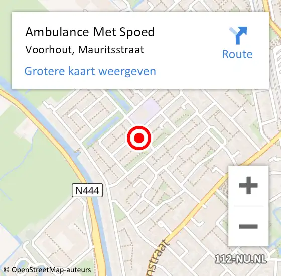 Locatie op kaart van de 112 melding: Ambulance Met Spoed Naar Voorhout, Mauritsstraat op 9 maart 2022 12:24