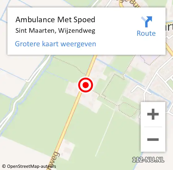 Locatie op kaart van de 112 melding: Ambulance Met Spoed Naar Sint Maarten, Wijzendweg op 9 maart 2022 12:25