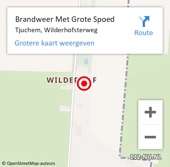 Locatie op kaart van de 112 melding: Brandweer Met Grote Spoed Naar Tjuchem, Wilderhofsterweg op 9 maart 2022 12:31