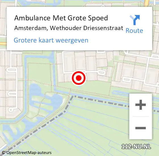 Locatie op kaart van de 112 melding: Ambulance Met Grote Spoed Naar Amsterdam-Zuidoost, Wethouder Driessenstraat op 9 maart 2022 12:38