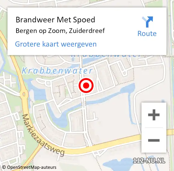 Locatie op kaart van de 112 melding: Brandweer Met Spoed Naar Bergen op Zoom, Zuiderdreef op 9 maart 2022 12:43