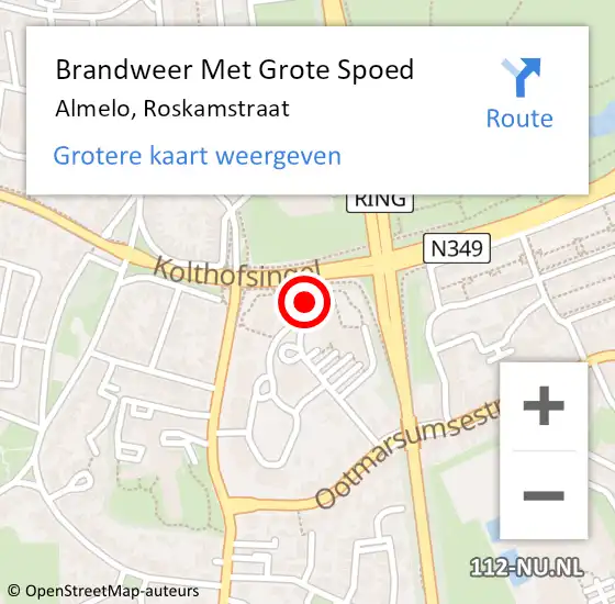 Locatie op kaart van de 112 melding: Brandweer Met Grote Spoed Naar Almelo, Roskamstraat op 9 maart 2022 12:55