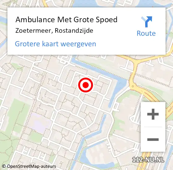 Locatie op kaart van de 112 melding: Ambulance Met Grote Spoed Naar Zoetermeer, Rostandzijde op 9 maart 2022 13:09