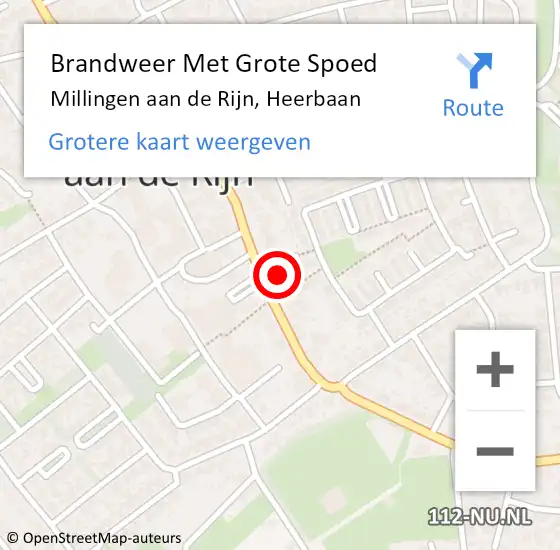 Locatie op kaart van de 112 melding: Brandweer Met Grote Spoed Naar Millingen aan de Rijn, Heerbaan op 9 maart 2022 13:15