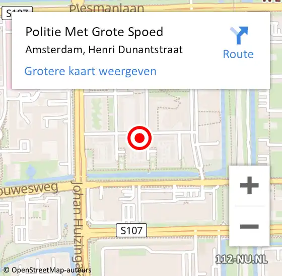 Locatie op kaart van de 112 melding: Politie Met Grote Spoed Naar Amsterdam, Henri Dunantstraat op 9 maart 2022 13:29