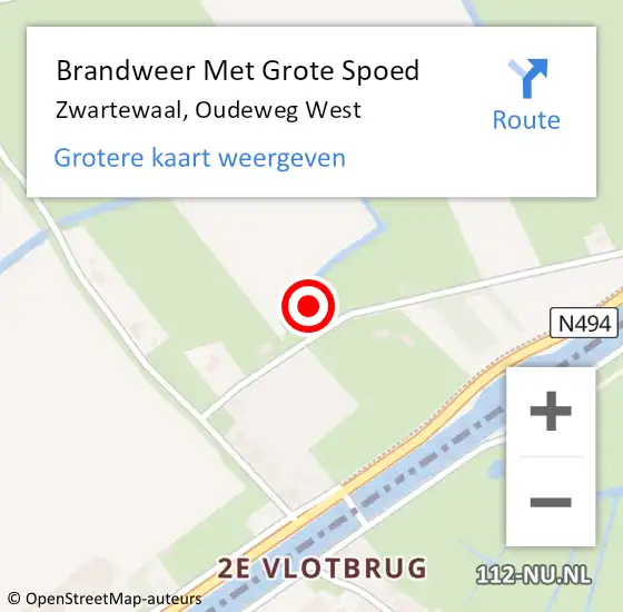 Locatie op kaart van de 112 melding: Brandweer Met Grote Spoed Naar Zwartewaal, Oudeweg West op 9 maart 2022 13:34