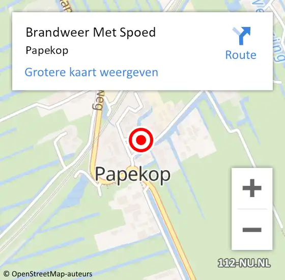 Locatie op kaart van de 112 melding: Brandweer Met Spoed Naar Papekop op 10 juli 2014 15:23