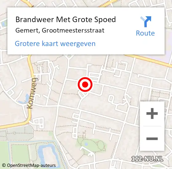 Locatie op kaart van de 112 melding: Brandweer Met Grote Spoed Naar Gemert, Grootmeestersstraat op 9 maart 2022 13:44