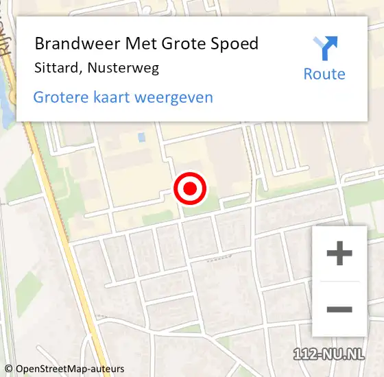 Locatie op kaart van de 112 melding: Brandweer Met Grote Spoed Naar Sittard, Nusterweg op 9 maart 2022 14:29