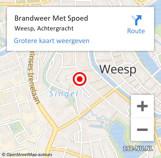 Locatie op kaart van de 112 melding: Brandweer Met Spoed Naar Weesp, Achtergracht op 9 maart 2022 14:33