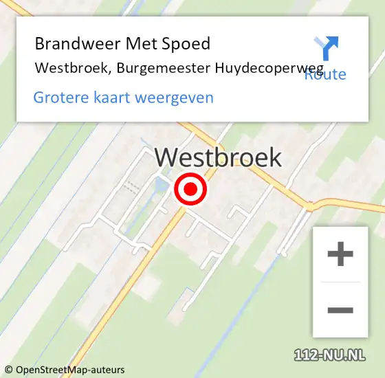 Locatie op kaart van de 112 melding: Brandweer Met Spoed Naar Westbroek, Burgemeester Huydecoperweg op 9 maart 2022 14:35