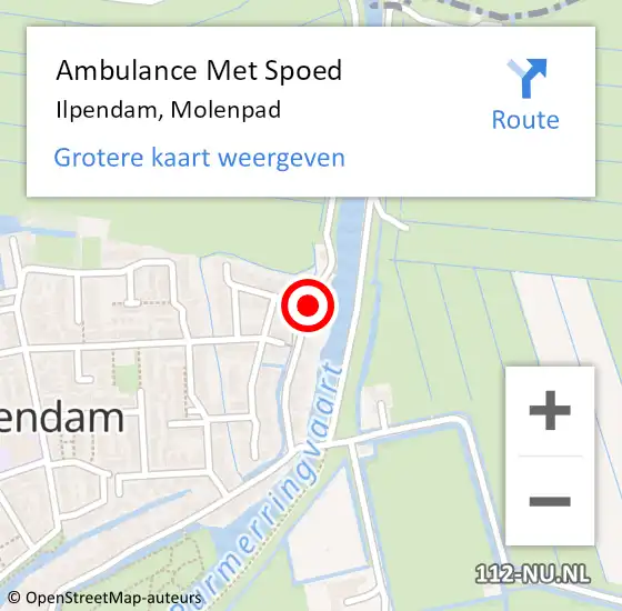 Locatie op kaart van de 112 melding: Ambulance Met Spoed Naar Ilpendam, Molenpad op 9 maart 2022 14:36