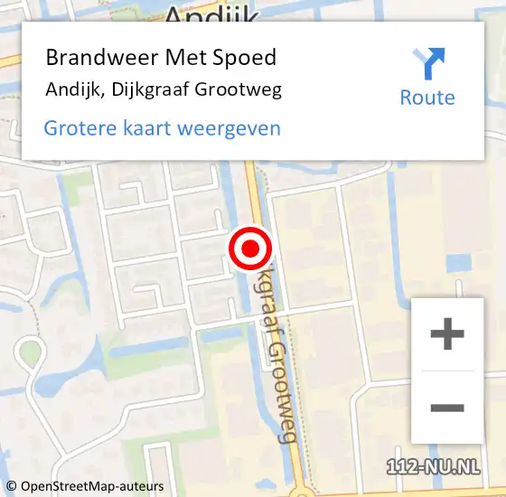 Locatie op kaart van de 112 melding: Brandweer Met Spoed Naar Andijk, Dijkgraaf Grootweg op 9 maart 2022 14:36