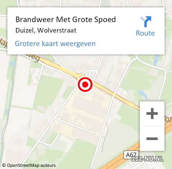 Locatie op kaart van de 112 melding: Brandweer Met Grote Spoed Naar Duizel, Wolverstraat op 9 maart 2022 14:38