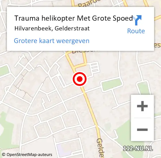 Locatie op kaart van de 112 melding: Trauma helikopter Met Grote Spoed Naar Hilvarenbeek, Gelderstraat op 9 maart 2022 14:38