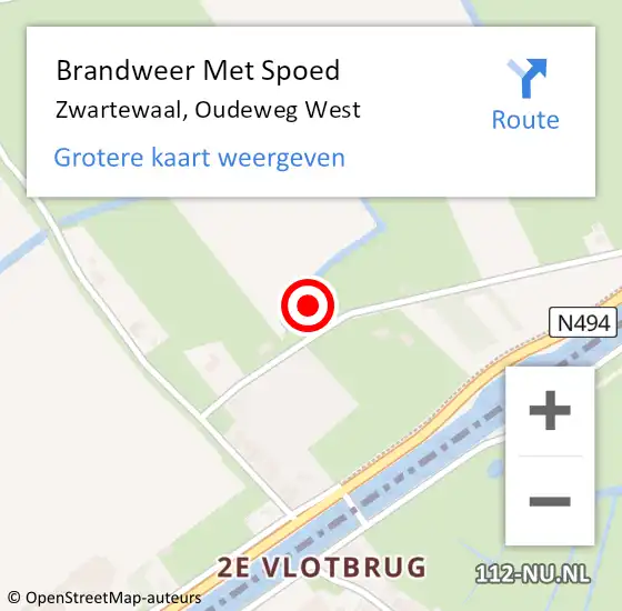 Locatie op kaart van de 112 melding: Brandweer Met Spoed Naar Zwartewaal, Oudeweg West op 9 maart 2022 14:44