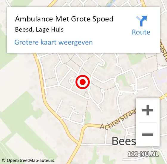 Locatie op kaart van de 112 melding: Ambulance Met Grote Spoed Naar Beesd, Lage Huis op 9 maart 2022 14:48