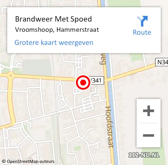 Locatie op kaart van de 112 melding: Brandweer Met Spoed Naar Vroomshoop, Hammerstraat op 9 maart 2022 14:52