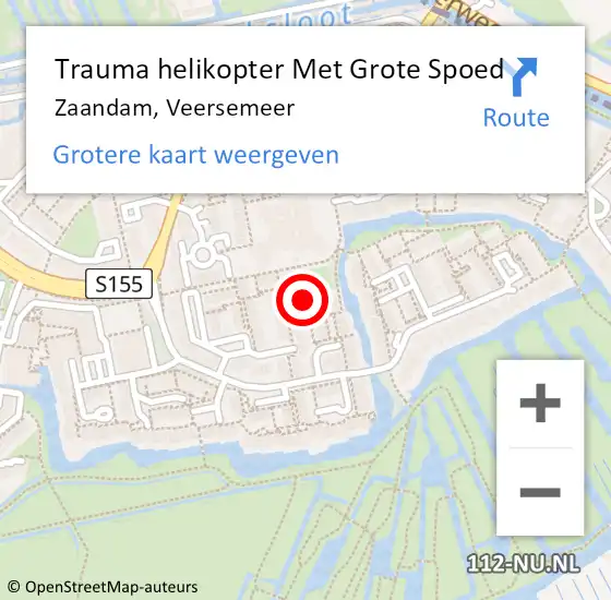 Locatie op kaart van de 112 melding: Trauma helikopter Met Grote Spoed Naar Zaandam, Veersemeer op 9 maart 2022 14:52