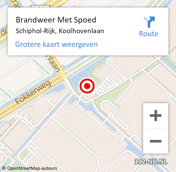 Locatie op kaart van de 112 melding: Brandweer Met Spoed Naar Schiphol-Rijk, Koolhovenlaan op 9 maart 2022 15:05