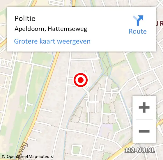 Locatie op kaart van de 112 melding: Politie Apeldoorn, Hattemseweg op 9 maart 2022 15:06