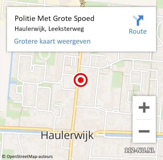 Locatie op kaart van de 112 melding: Politie Met Grote Spoed Naar Haulerwijk, Leeksterweg op 9 maart 2022 15:14
