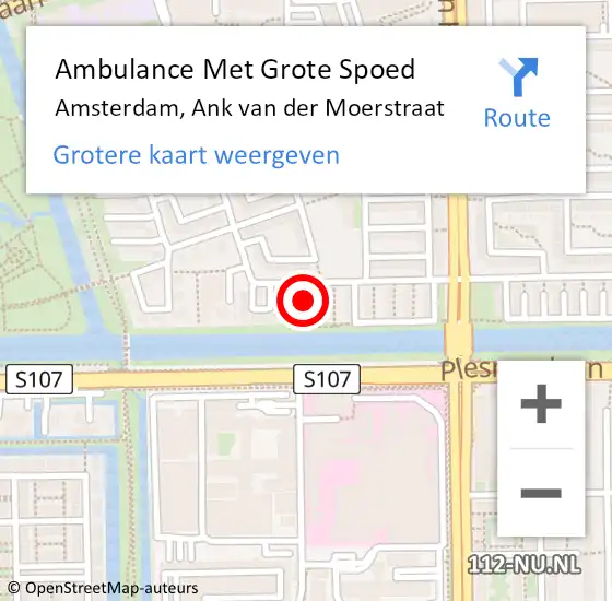 Locatie op kaart van de 112 melding: Ambulance Met Grote Spoed Naar Amsterdam, Ank van der Moerstraat op 9 maart 2022 15:18