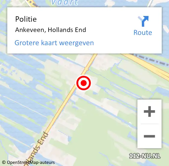 Locatie op kaart van de 112 melding: Politie Ankeveen, Hollands End op 9 maart 2022 15:26