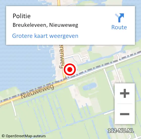 Locatie op kaart van de 112 melding: Politie Breukeleveen, Nieuweweg op 9 maart 2022 15:32
