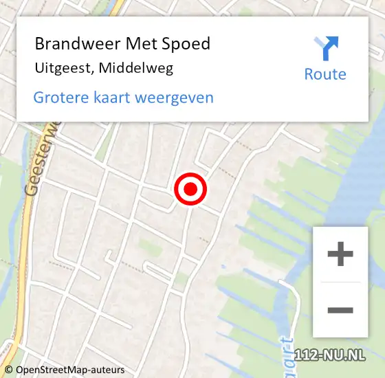 Locatie op kaart van de 112 melding: Brandweer Met Spoed Naar Uitgeest, Middelweg op 9 maart 2022 16:01