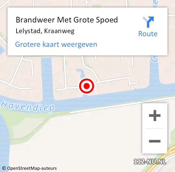 Locatie op kaart van de 112 melding: Brandweer Met Grote Spoed Naar Lelystad, Kraanweg op 9 maart 2022 16:04